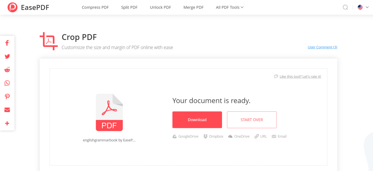 EasePDF обрезать PDF Скачать файл