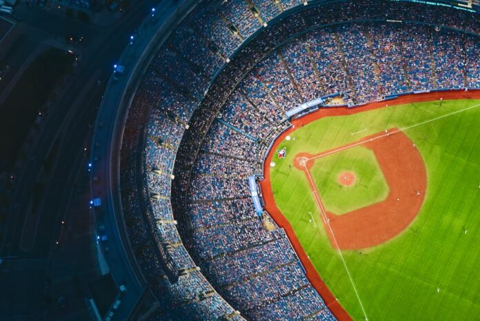 Photo by Tim Gouw aerial photography of baseball stadium