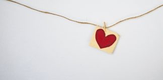 heart-shaped red and beige pendant