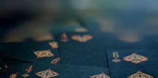 blue and yellow star print textile