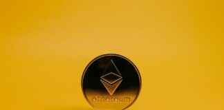 Ethereum Coin on Yellow Background