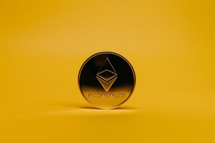 Ethereum Coin on Yellow Background