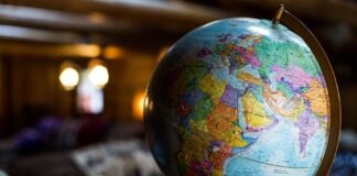 desk globe on table