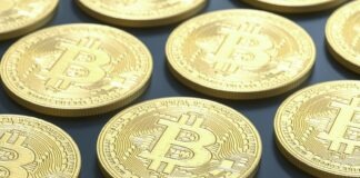 Exploring Cryptocurrency Lending Trends in the U.S a pile of gold bitcoins sitting on top of a table