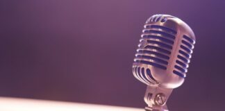 condenser microphone with black background