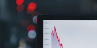 a computer screen with a red line on it