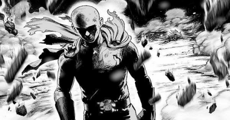 Saitama walks away from a defeated Boros