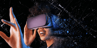 A person wearing virtual reality goggles AI-generated content may be incorrect.