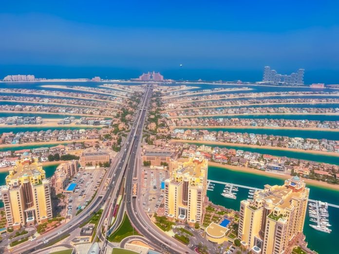 an aerial view of the city of abura