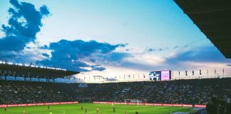 people watching soccer arena