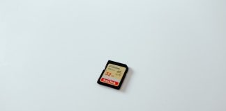 black and brown SD card