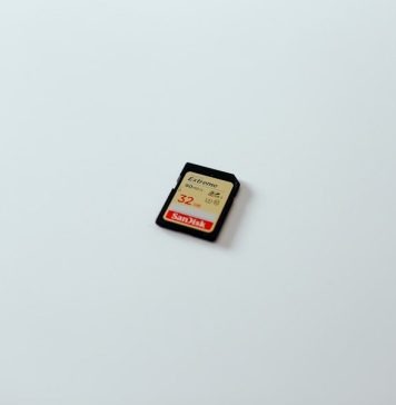 black and brown SD card