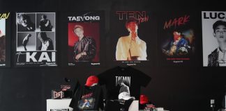 a display of clothing and accessories in a store