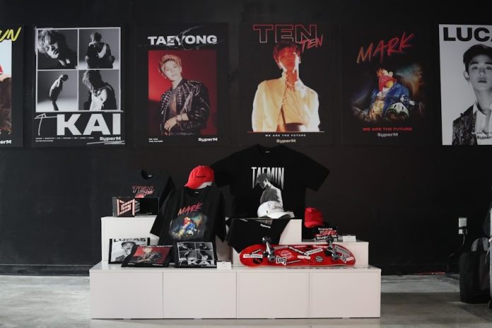 a display of clothing and accessories in a store