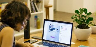 woman browsing on her laptop