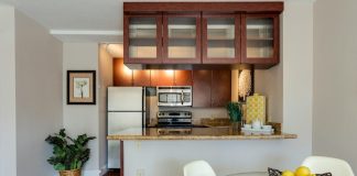 white and beige marble-top table